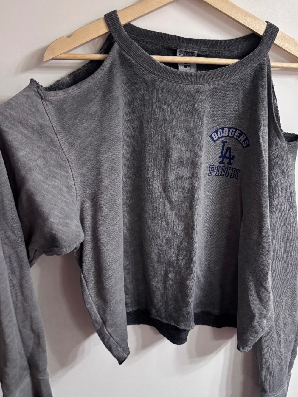 PINK VS LA Dodgers Cold Shoulder Crop Sweatshirt M